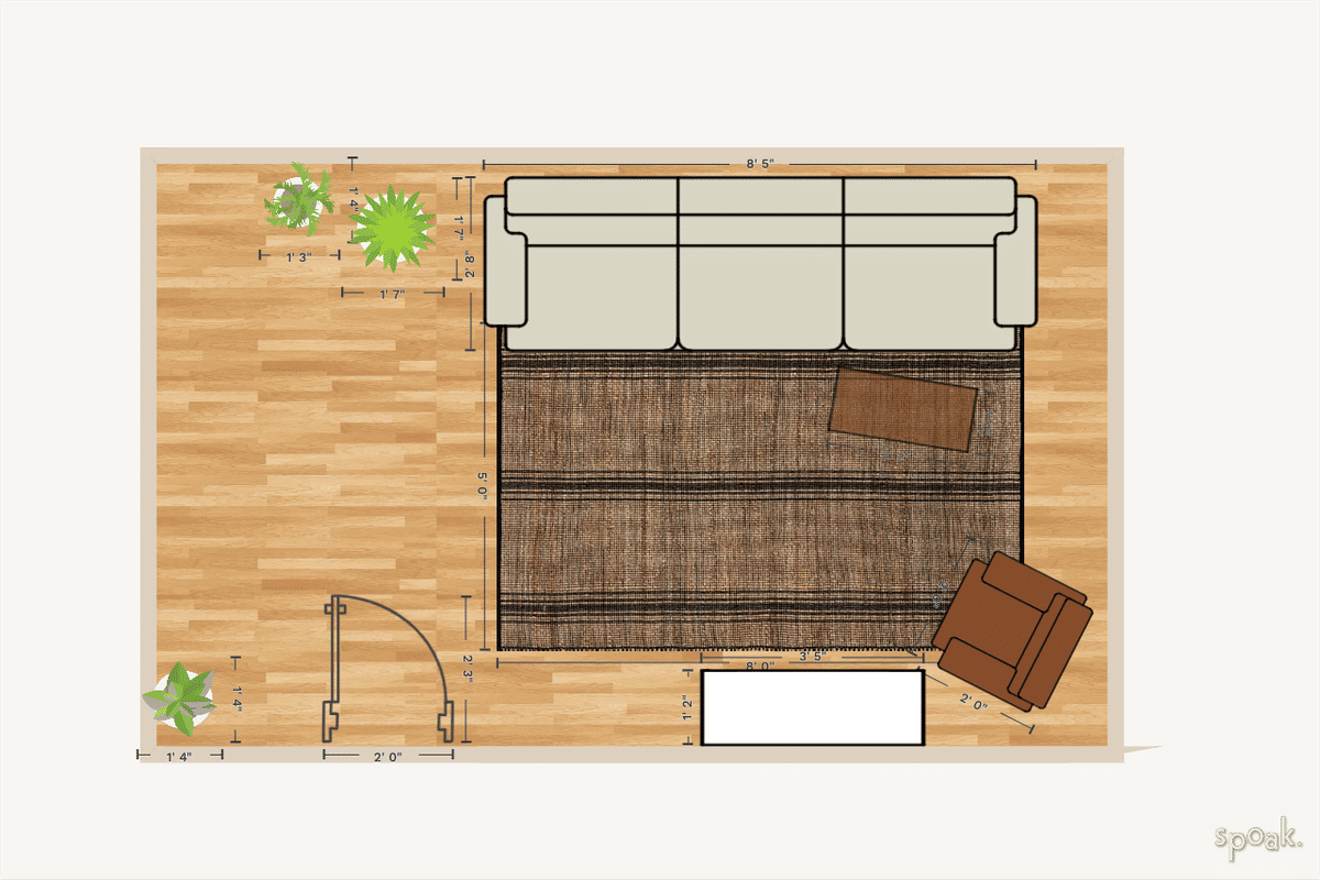 Medium Rectanglar TV Room Plan designed by Lucas Dutra