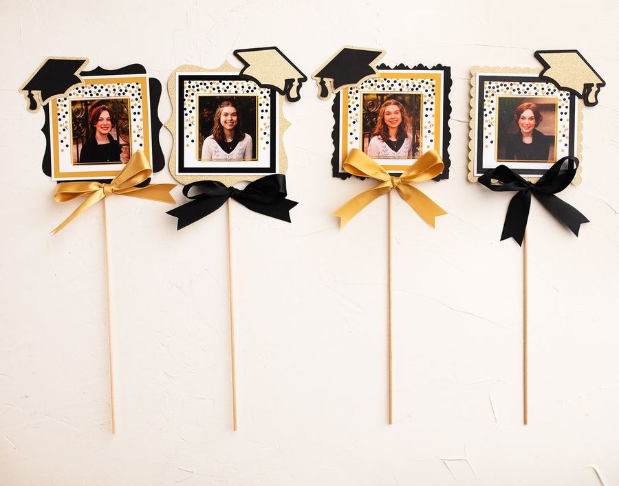 Graduation Centerpiece, Photo Centerpiece, Graduation Table Decor, Photo Centerpiece, Graduation Party Decorations, You Choose Colors! - Etsy added by Lisa Beddigs