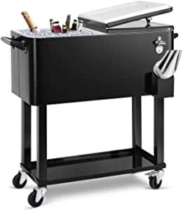 EDOSTORY 80 Quart Rolling Ice Chest Cooler Cart,Patio Backyard Party Drink Beverage Bar Stand Up Cooler Trolley with Ice Scoop added by Lauren Houston