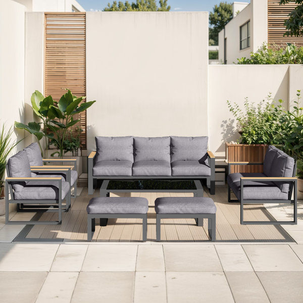 Brandtley Aluminum 9-Person Outdoor Sofa Seating Group With Cushions added by Erica Ramon