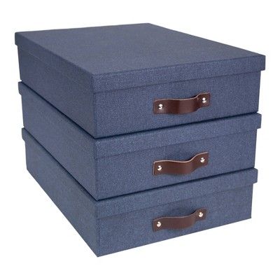 Set of 3 Oskar Canvas Document Box Blue - Bigso Box of Sweden added by Lucy Wynkoop