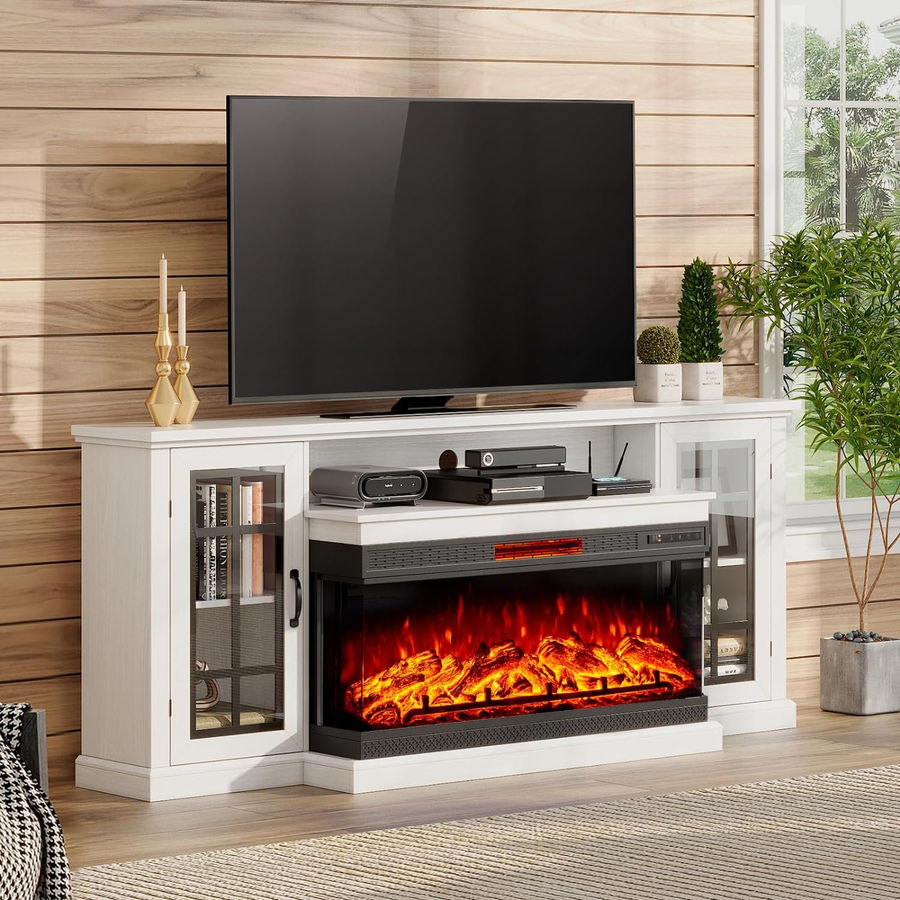 Lark Manor Alvilda 3-Sided Glass Fireplace TV Stand & Reviews | Wayfair added by Shayna Love