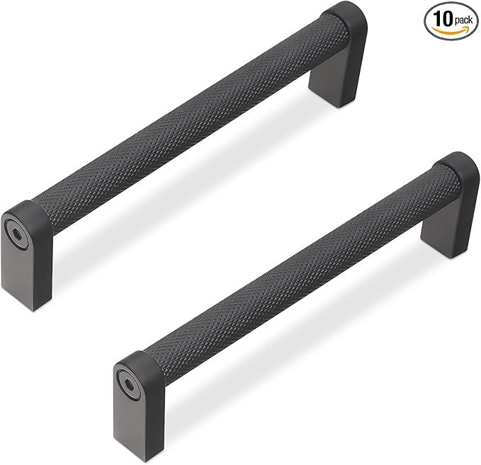 10 Pack Matte Black Cabinet Pulls knurled 5 Inch Hole Centers Kitchen Cabinet Handles Black Drawer Pulls Dresser Handles added by Where The Heart Is Designs