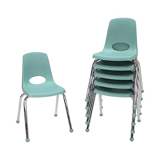 Factory Direct Partners 10367-SF 16" School Stack Chair, Stacking Student Seat with Chromed Steel Legs and Ball Glides for in-Home Learning or Classroom - Seafoam (6-Pack) added by Danielle Hughes