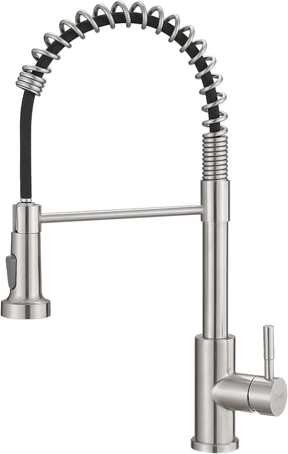 GIMILI Kitchen Faucet with Pull Down Sprayer Single Hole Stainless Steel Sink Faucet, Suitable for Farmhouses, RV, Laundry Room, Outdoor, and Campers. Llave para fregadero de cocina Brushed Nickel added by HELEN SALGADO