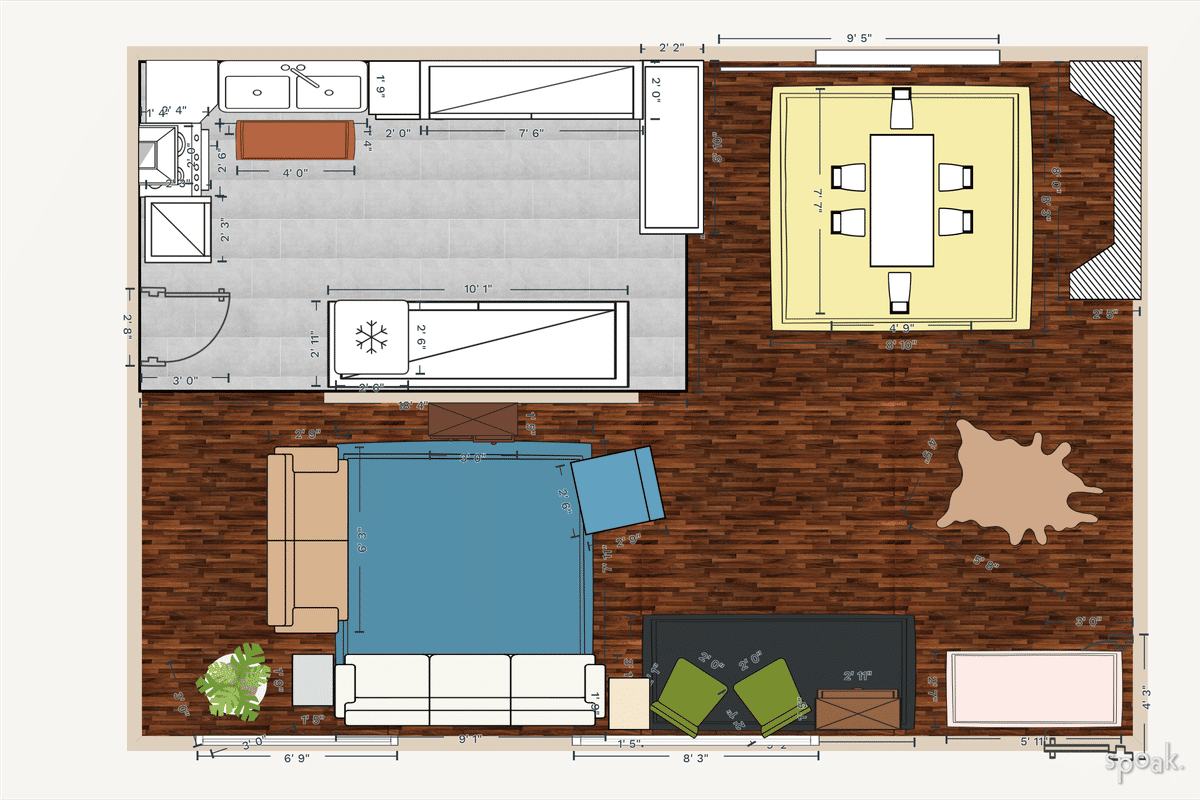 Open Concept Living + Dining Room Plan designed by Allison Vickers