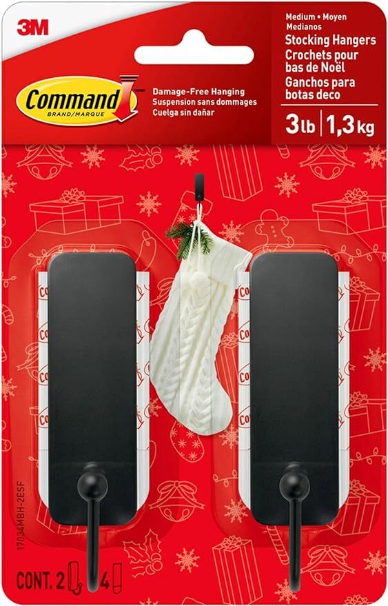 Command Medium Matte Black Stocking Hangers, Ornament Hooks for Christmas Decorations, 2 Damage Free Wall Hooks with 4 Command Strips, Great for Room Decor and Home Decor added by Rachel Fedorov