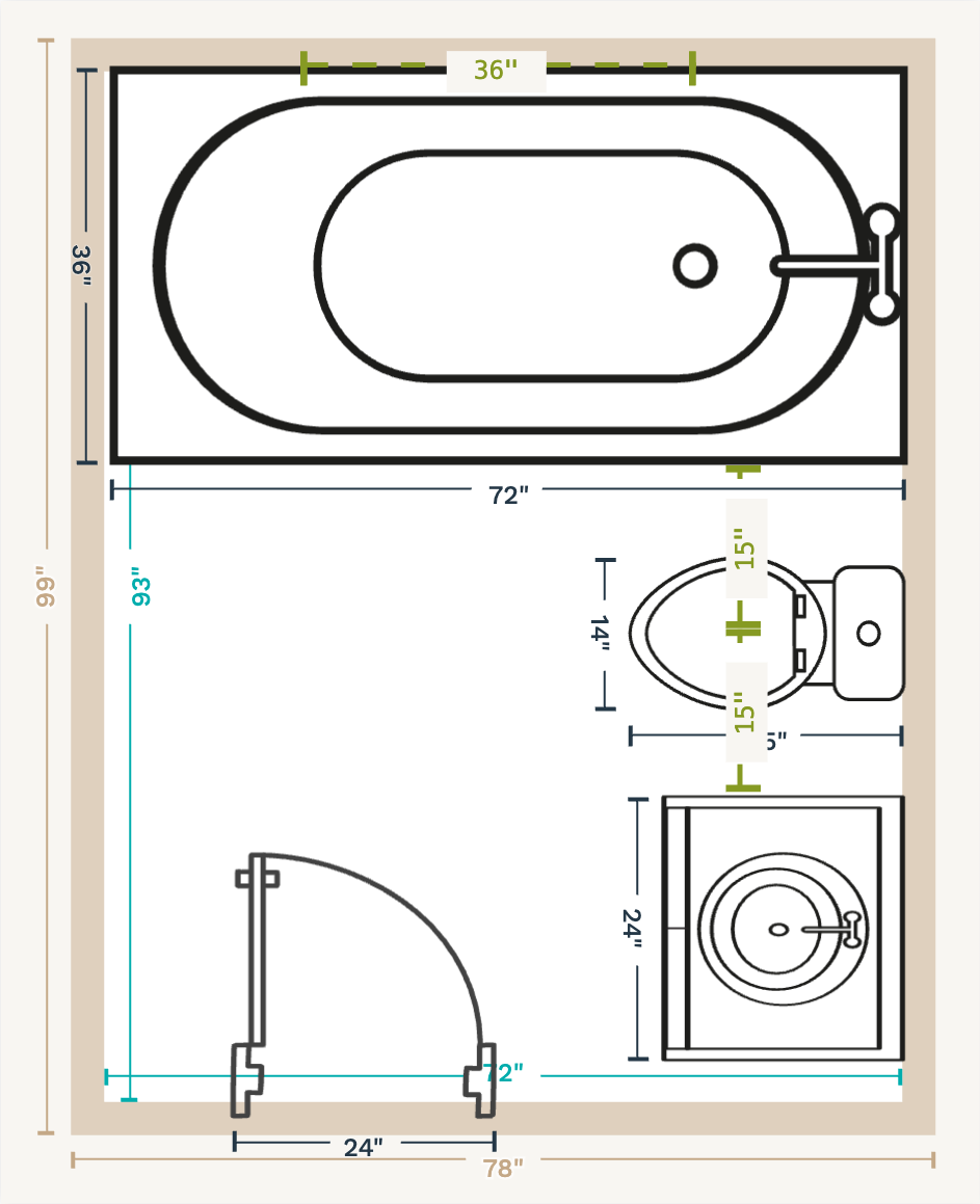Half Bathroom Layout designed by KH Design Concepts