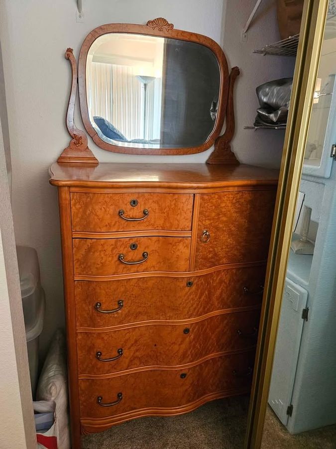Antique dresser with mirror added by Rebecca Johnson
