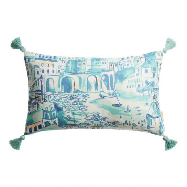 Blue Amalfi Print Indoor Outdoor Lumbar Pillow added by Spoak Member