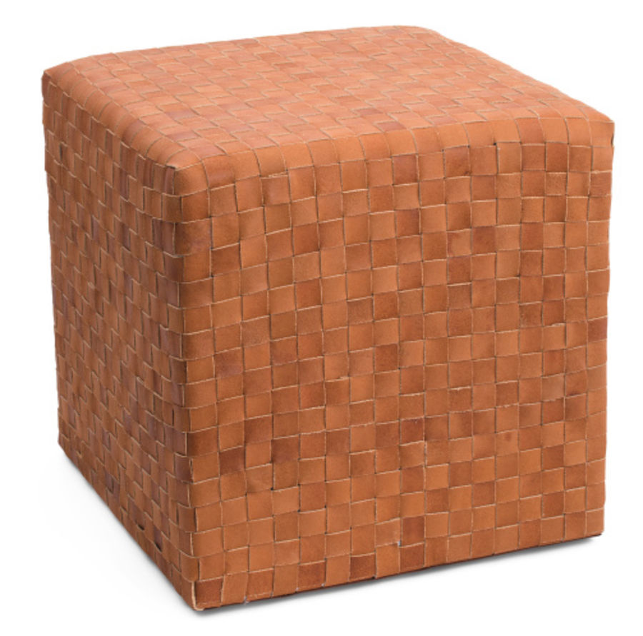 18x18 Leather Woven Pouf | The Global Decor Shop | Marshalls added by Chelsea Alysa