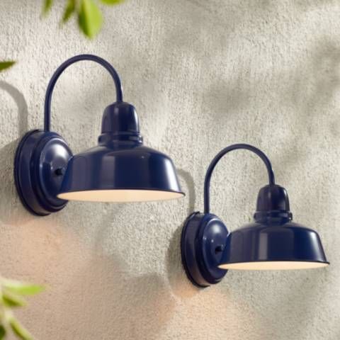 Urban Barn 11 1/4" High Blue Indoor-Outdoor Wall Light Set of 2 - #115D3 | Lamps Plus added by Sophie Danforth
