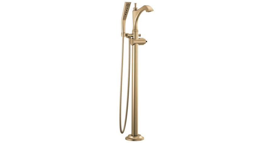 Delta T4756-CZLHP-FL Dorval Floor Mounted Tub Filler with Integrated Diverter and Hand Shower - Less Rough In | Build.com added by Aly Timmermann