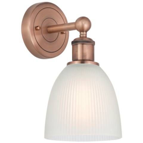 Castile 11.5"High Antique Copper Sconce With White Shade - #8700C | Lamps Plus added by Sandy Schargel Interiors