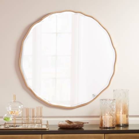 Lissa Gold Waved Edge 31 1/2" x 31 1/2" Wall Mirror - #24K71 | Lamps Plus added by Kate McKay Designs