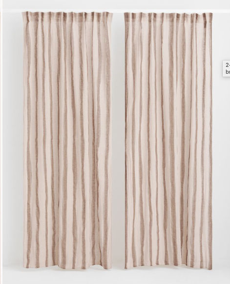2-pack Multiway Linen-blend Curtains - Beige/brown striped - Home All | H&M US added by Nichole Hill