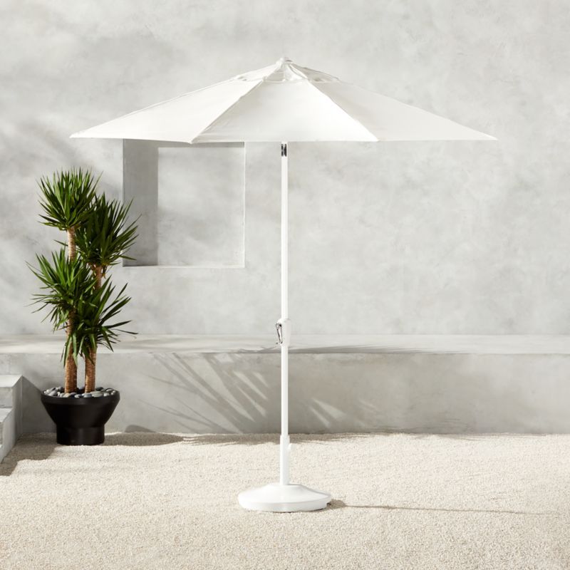 Shadow Round White Modern Umbrella with Base + Reviews | CB2 added by Skylar Caledonia