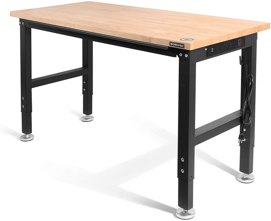 WORKPRO 48"/60" Adjustable Workbench 2000 LBS Load Capacity Hardwood Worktable with Power Outlets added by Arianna Heisler