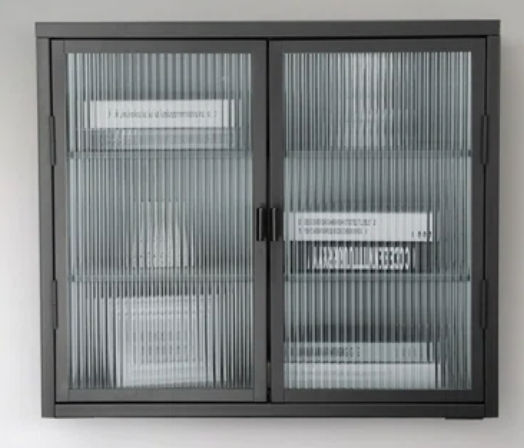 Modern Design Metal Frame Glass Wall Cabinet, Wall Storage with 2 Glass Doors for Living Room added by Shayna Hunt-Colon