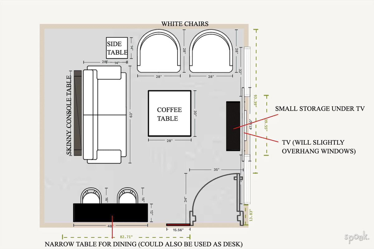 Small Living Room Layout designed by Aly Baum