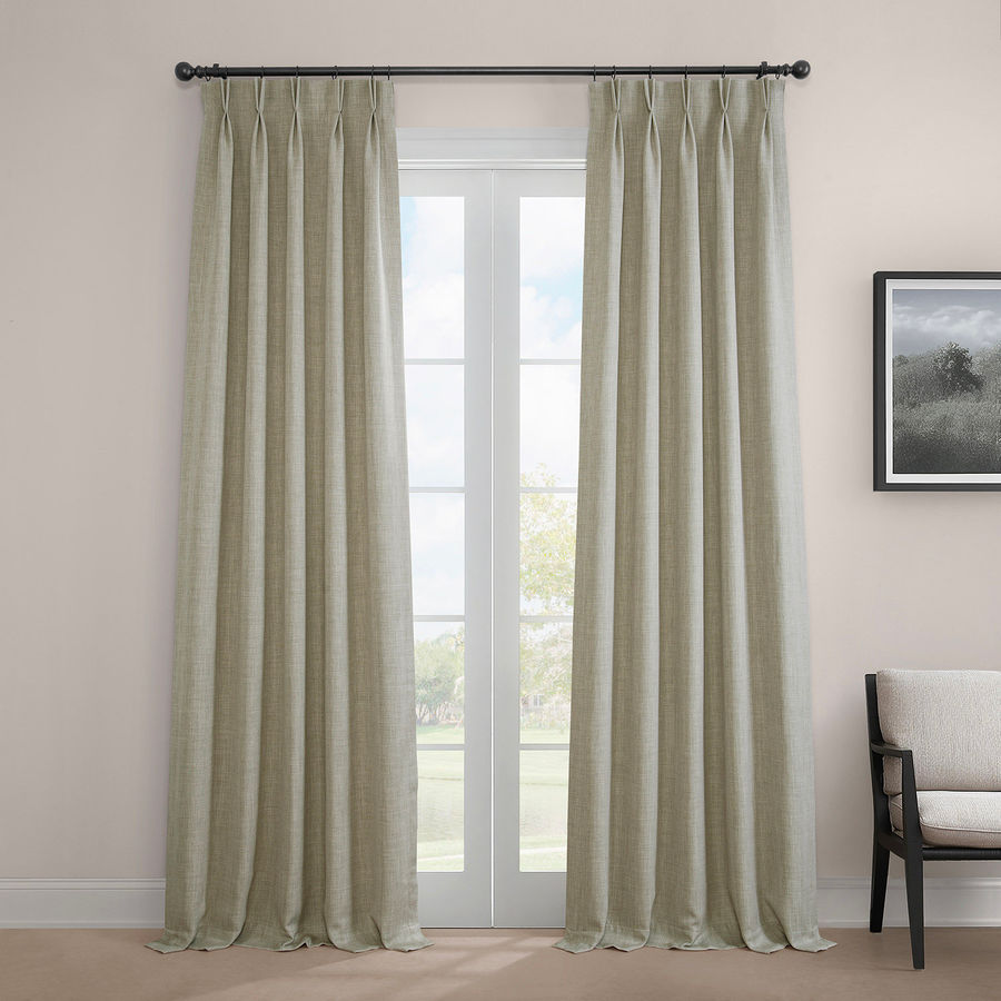 Latitude Run® French Pleated Textured Faux Linen Room Darkening Curtains for Bedroom & Living Room Curtains - Single Panel Window Curtains | Wayfair added by sallie tyler