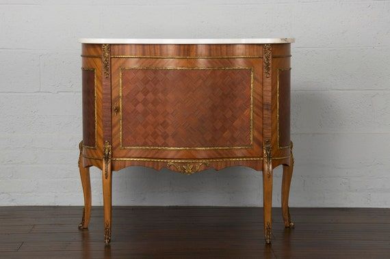 Antique French Louis XV Style Mahogany Low Commode W/ White - Etsy added by Spoak Member