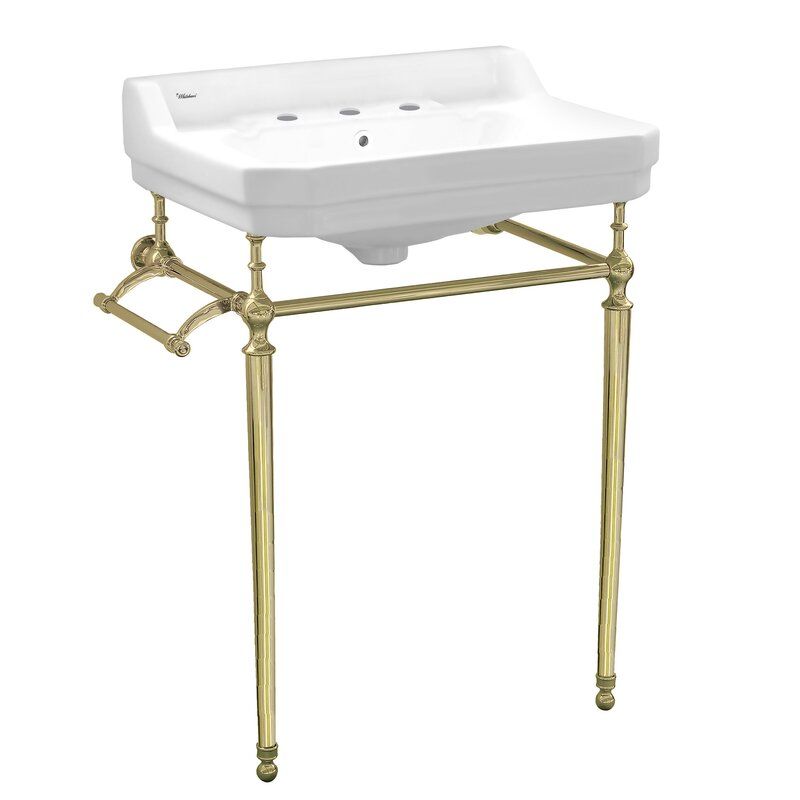 Whitehaus Collection 23" Console with Integrated Rectangular Bowl, Brass Leg Support and Side Towel Bar added by Lindsay Lord