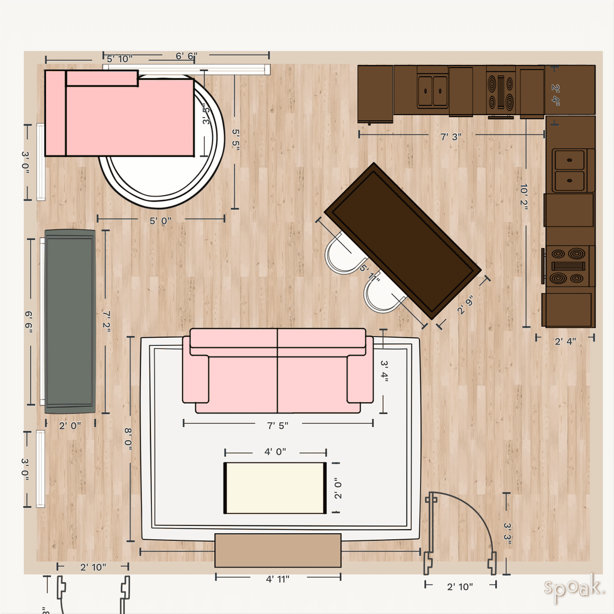 Living + Dining Room Plan designed by Katrina Seekamp