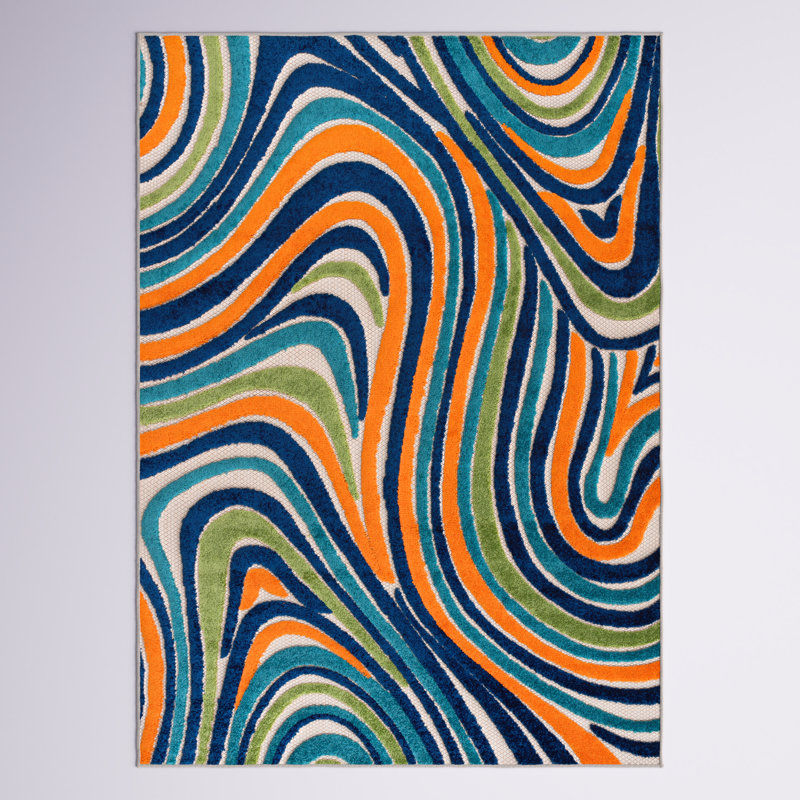 Khari Contemporary Blue/Green/Orange Indoor&Outdoor Area Rug added by sallie tyler