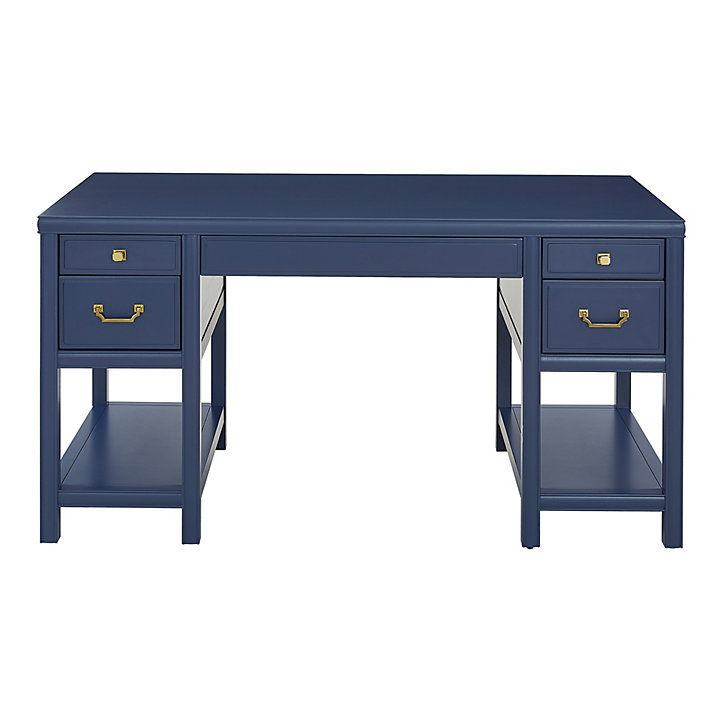 Aman Desk with Storage Drawers & Open Shelves in Navy Blue Finish added by Jennifer Hickey
