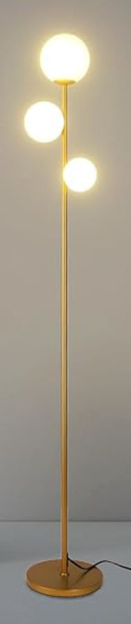 3 Globe Mid Century Modern Floor Lamp for Living Room, Contemporary Gold Lamp with Frosted Glass Shade and Bulbs Included, LED Standing Tall Pole Lamp for Bedrooms, Office - Antique Brass added by Rachael Igoe