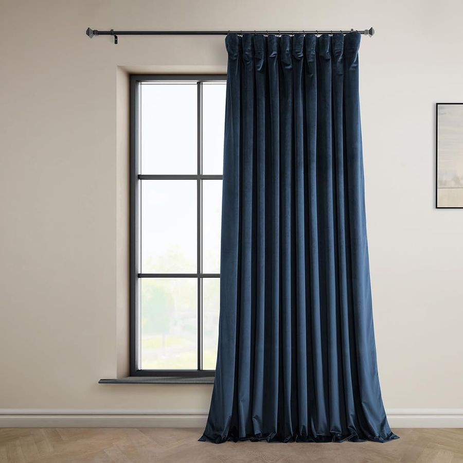 100" x 96" HPD Half Price Drapes Heritage Plush Velvet Curtains 96 Inches Long Room Darkening Curtains for Bedroom & Living Room 100W x 96L, (1 Panel), Eternal Blue added by Elizabeth Logan