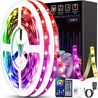 Tenmiro Led Lights for Bedroom 100ft (2 Rolls of 50ft) Music Sync Color Changing Strip Lights with Remote and App Control RGB Strip, for Room Home Party Decoration added by Whitney Crutcher