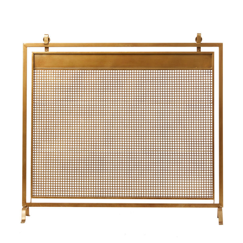 Riggio Metal Suspended Grid Style Netting Single Panel Geometric Fireplace Screen with Bolted added by Katie Carpenter