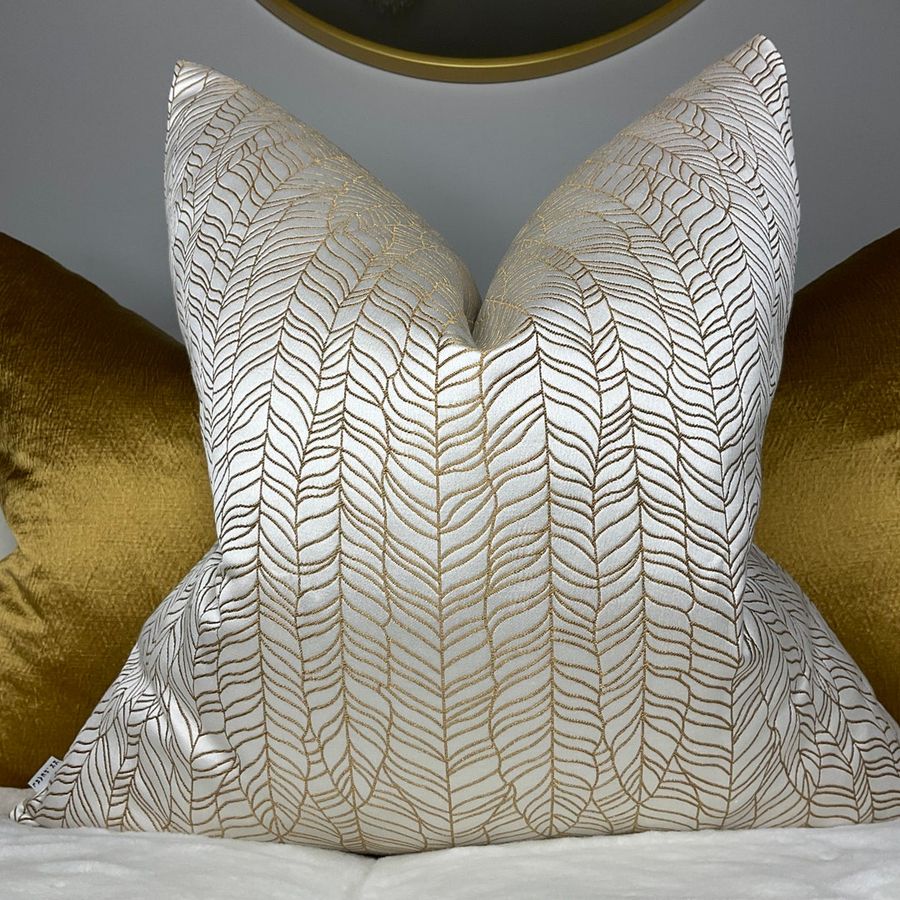 AMOUR Luxury Textured Cushion Pillow Cover Copper Gold Ivory  For Sofa Bed or Throw. Designer Fabric High Quality Handmade added by Nikita Sheeley