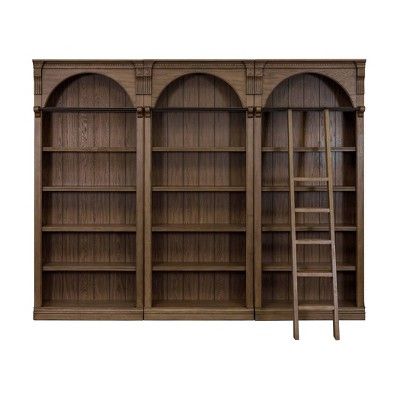 94" Traditional Tall Bookcase Wall, Stratton Collection Brown - Martin Furniture: 5-Shelf Wooden Library Storage added by kristin cavender