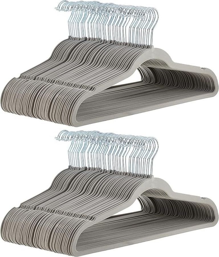 Amazon Basics Slim, Velvet, Non-Slip Suit Clothes Hangers, Gray/Silver - Pack of 100 added by Rachel Fedorov