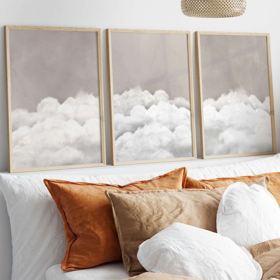 Bedroom Wall Art Over the Bed, Cloud Art, Set of 3 Prints, Above Bed Decor, Beige Wall Art, Bedroom Wall Decor, Neutral Wall Art, White - Etsy added by Sara Van Allen