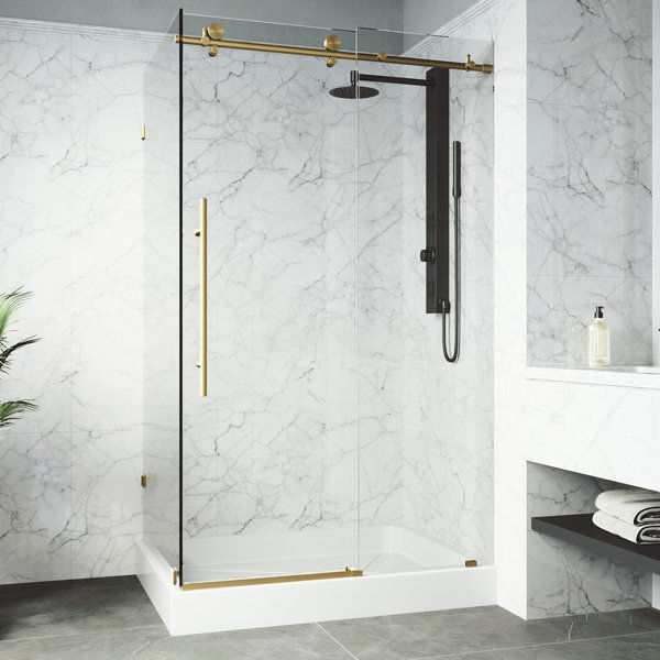 Elan E-class 48" W x 36" D x 82" H Sliding Frameless Shower Enclosure with 3/8" Clear Glass&Base added by Ana Amador