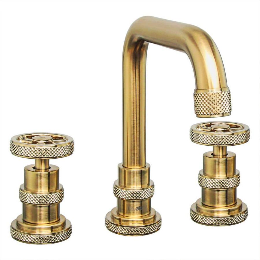 AKDY 8 in. Widespread 2-Handle High-Arc Bathroom Faucet in Brushed Gold BF001-2 - The Home Depot added by Genevieve Wheeler