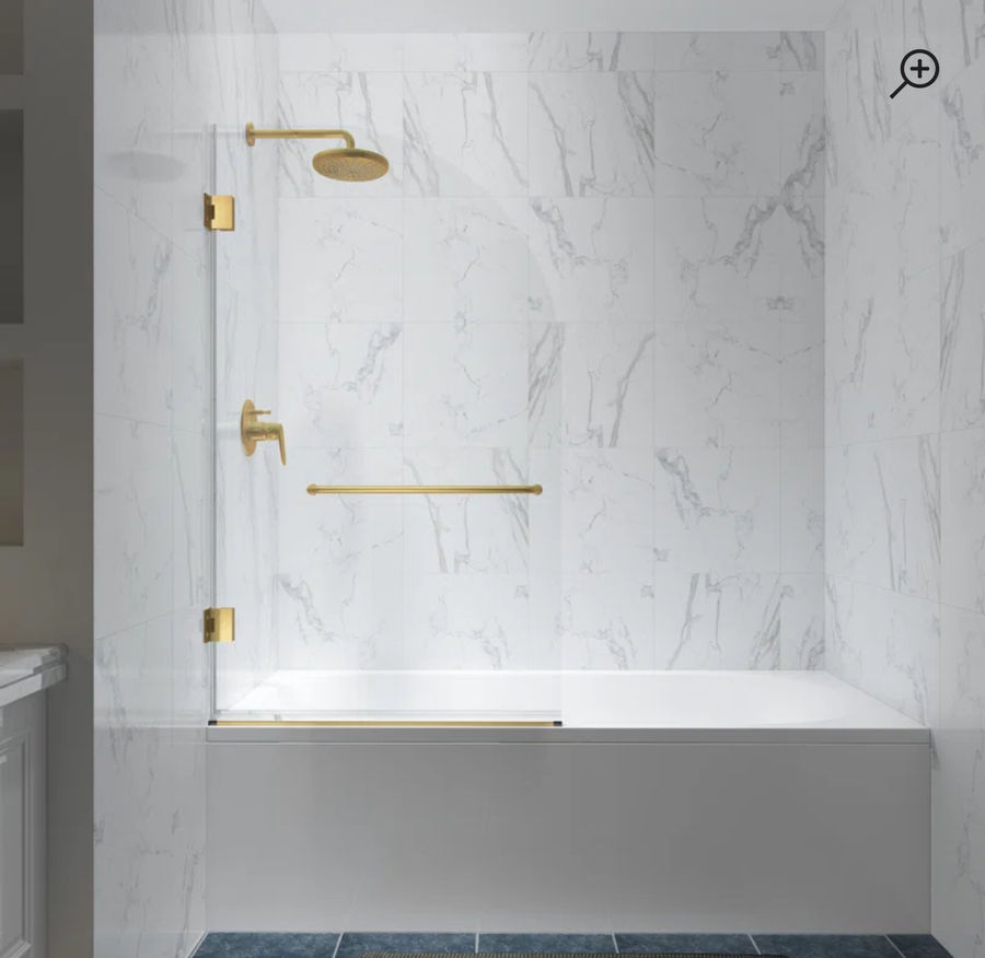 Julien 34" W x 58" H Hinged Frameless Tub Door with Heat Soaking Process added by Brittany Vink