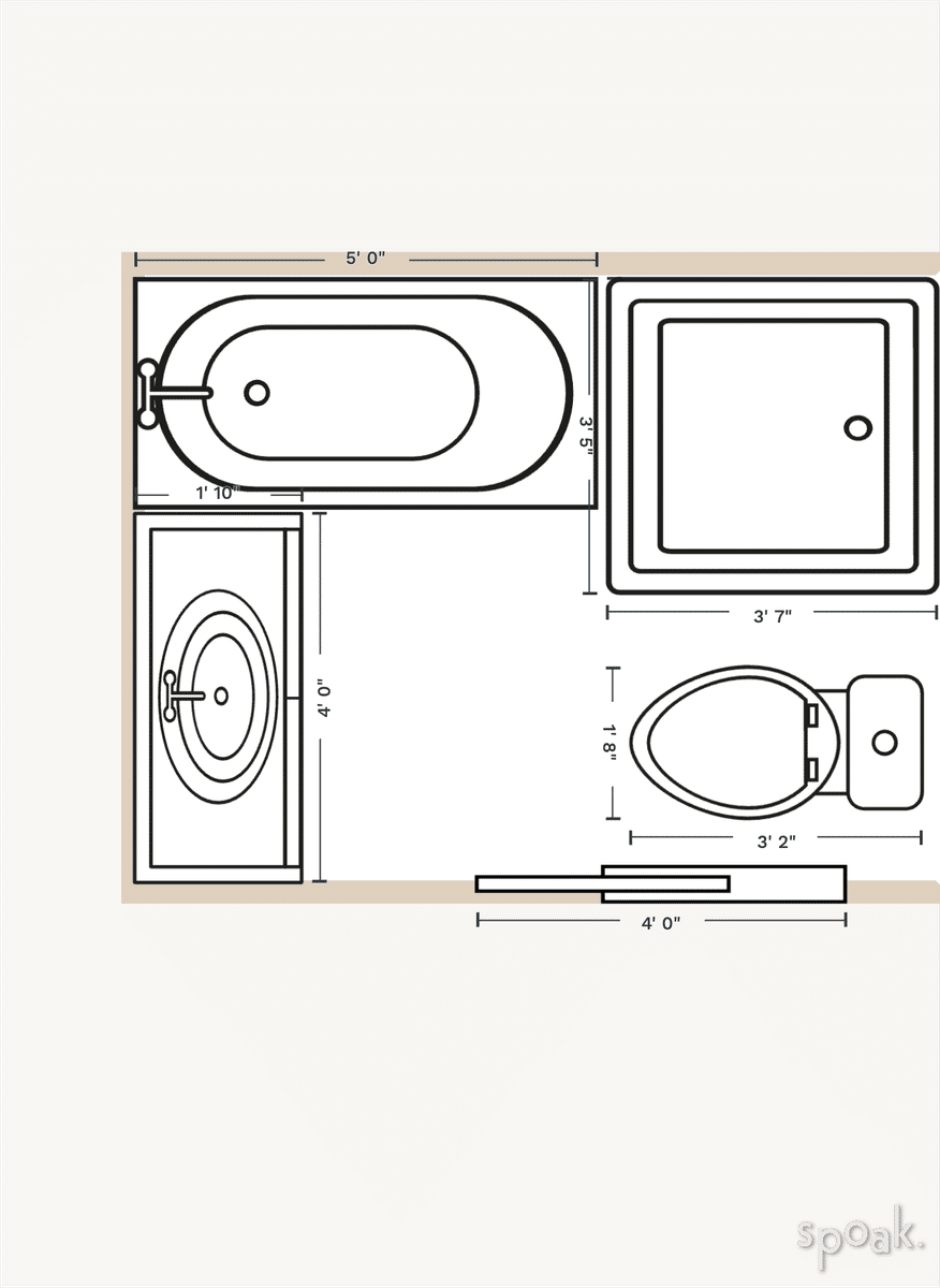 Medium rectangular bathroom layouts and floor plan ideas.
