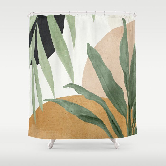 Abstract Art Tropical Leaves 4 Shower Curtain by ThingDesign added by Rescued Room Design