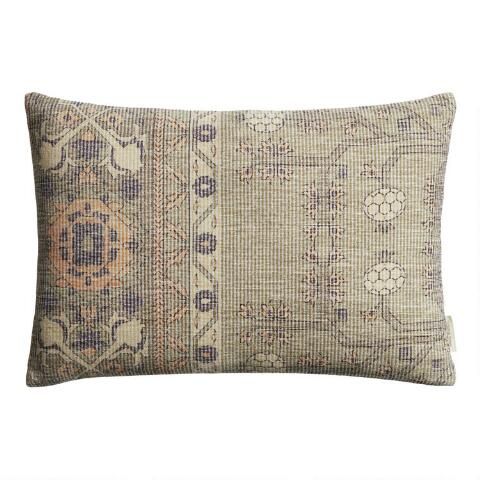 Oversized Blue And Ivory Ribbed Carpet Print Lumbar Pillow added by Melissa Fraum