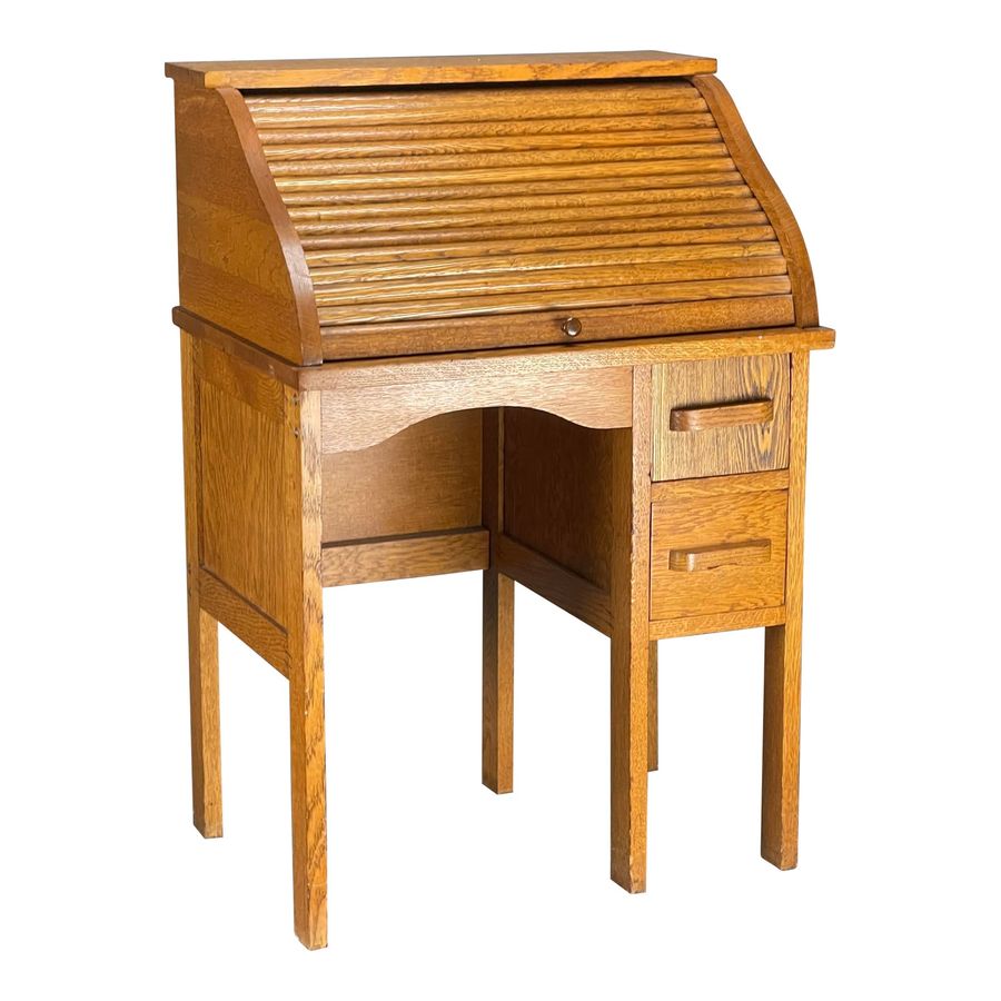 Vintage 1920s/1930s American Mission Tiger Oak Roll Top Child's Desk added by Tori Stenmark