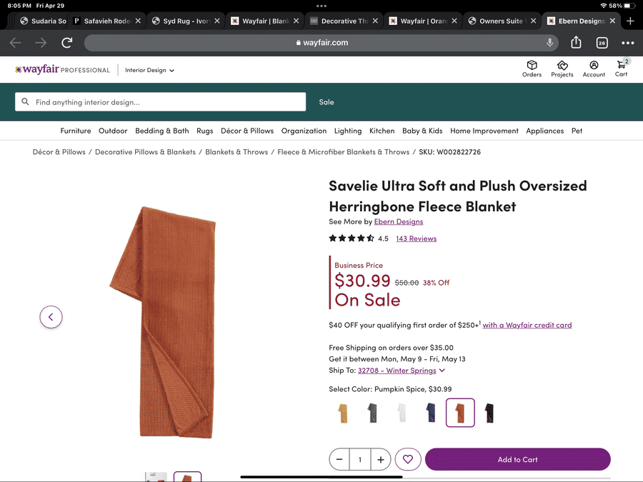 Savelie Ultra Soft and Plush Oversized Herringbone Fleece Blanket added by Spoak Member