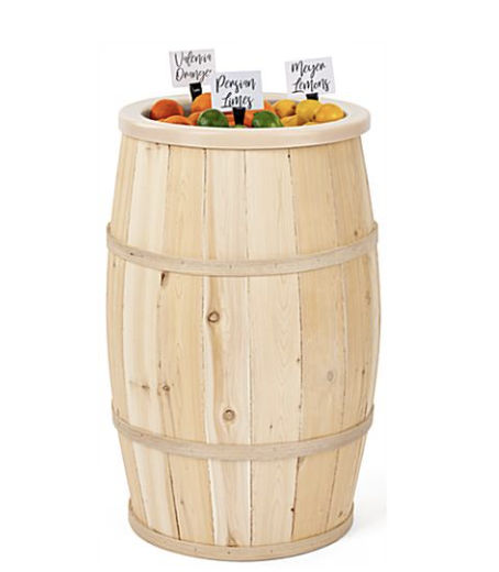 Food Grade Cedar Barrel | Removable Plastic Liner | Displays2go added by Lianne Castillon