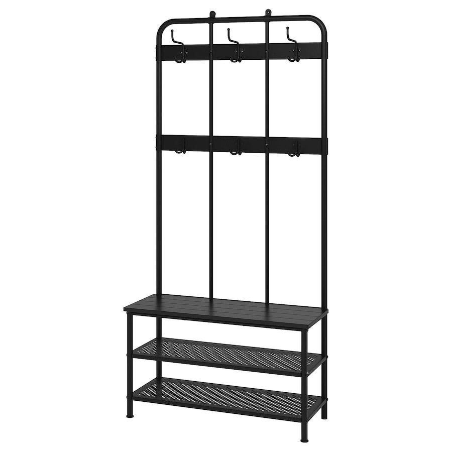 PINNIG Coat rack with shoe storage bench, black - IKEA added by Brooke Beatha