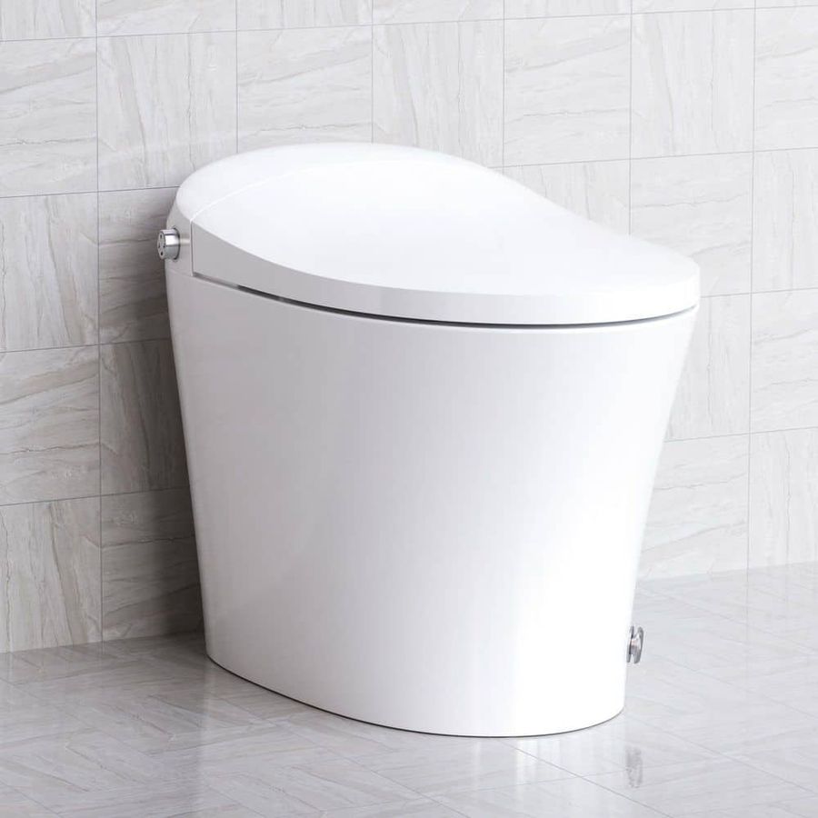 HOROW 1/1.27 GPF Tankless Elongated Smart Toilet Bidet in White with Dual Flush System, Auto Flush, Heated Seat and Remote HR-0016 - The Home Depot added by Devin Breaux
