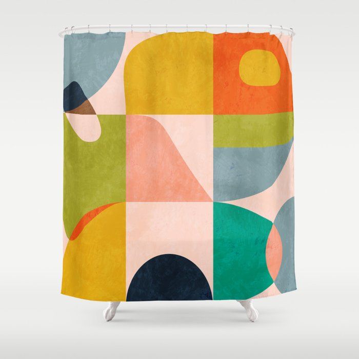 mid century abstract shapes spring I Shower Curtain by Ana Rut Bre Fine Art added by Molly Jones